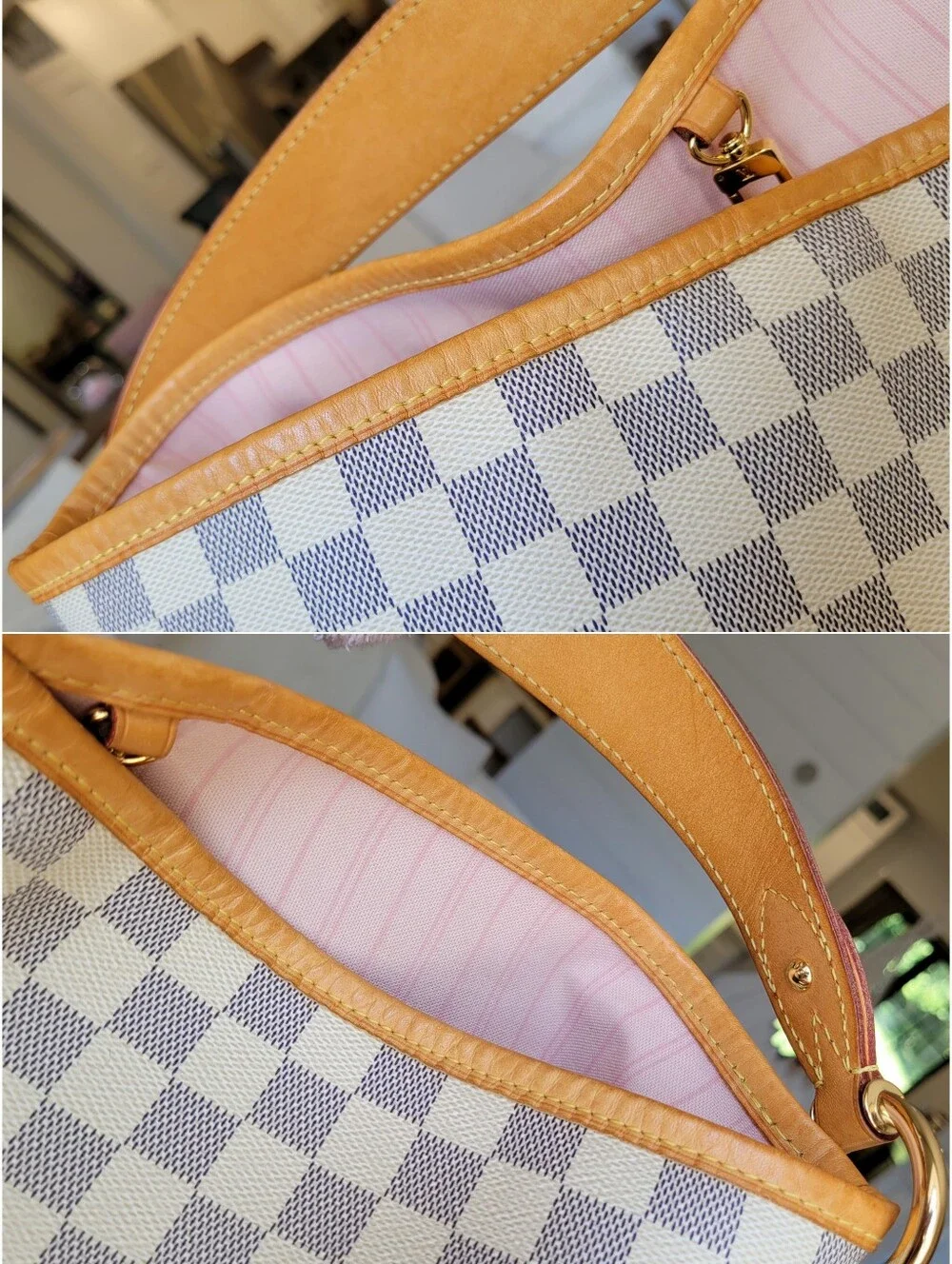 BEAUTIFUL🩷 Louis Vuitton DELIGHTFUL MM Damier Azur Hobo Shoulder Bag